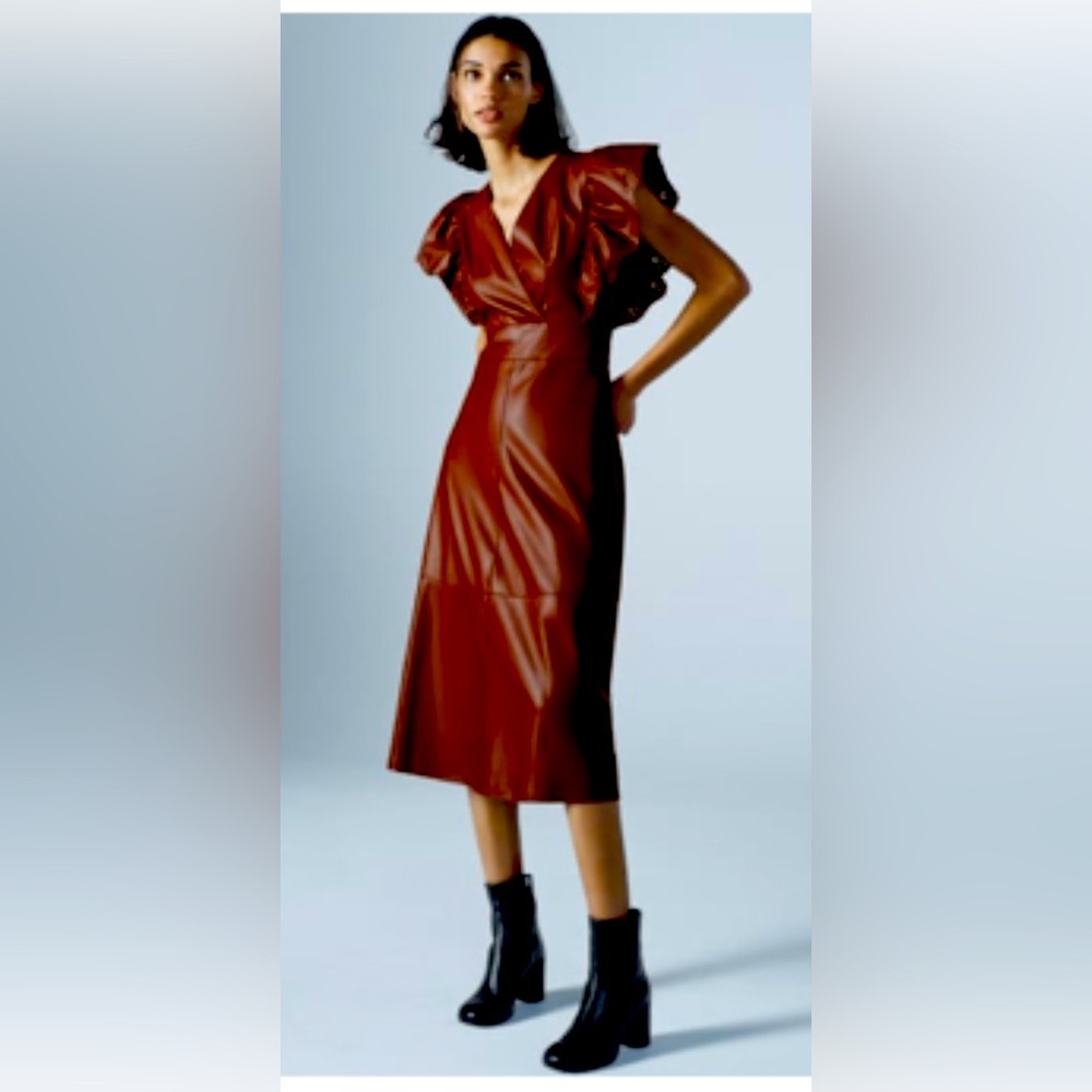 Zara Faux Leather Midi Dress